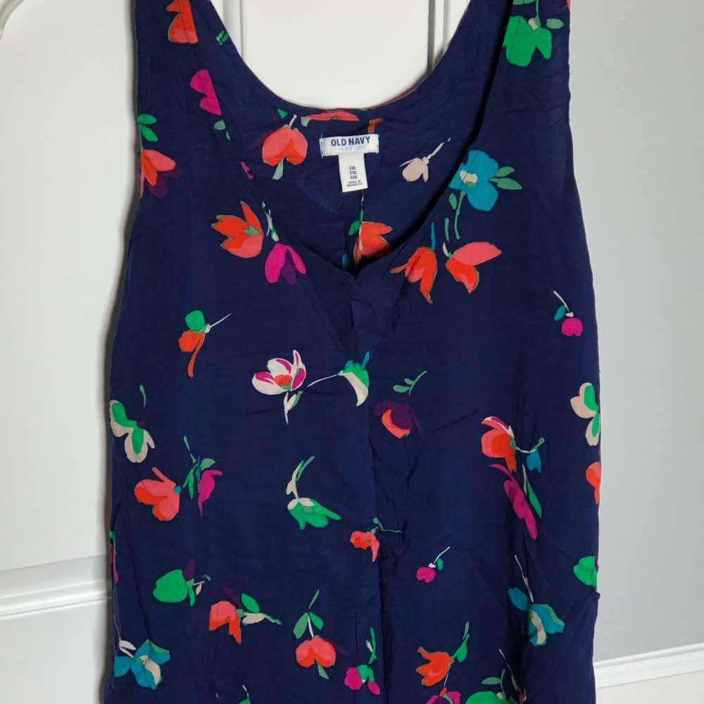 NWT Old Navy Women's Tank Top Blue Floral